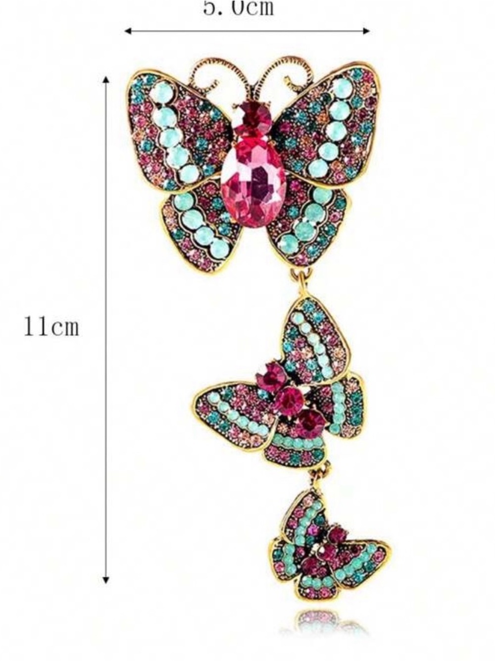 Multicolor Crystal Butterfly Brooch - Women Jewelry - Picture 4 of 4